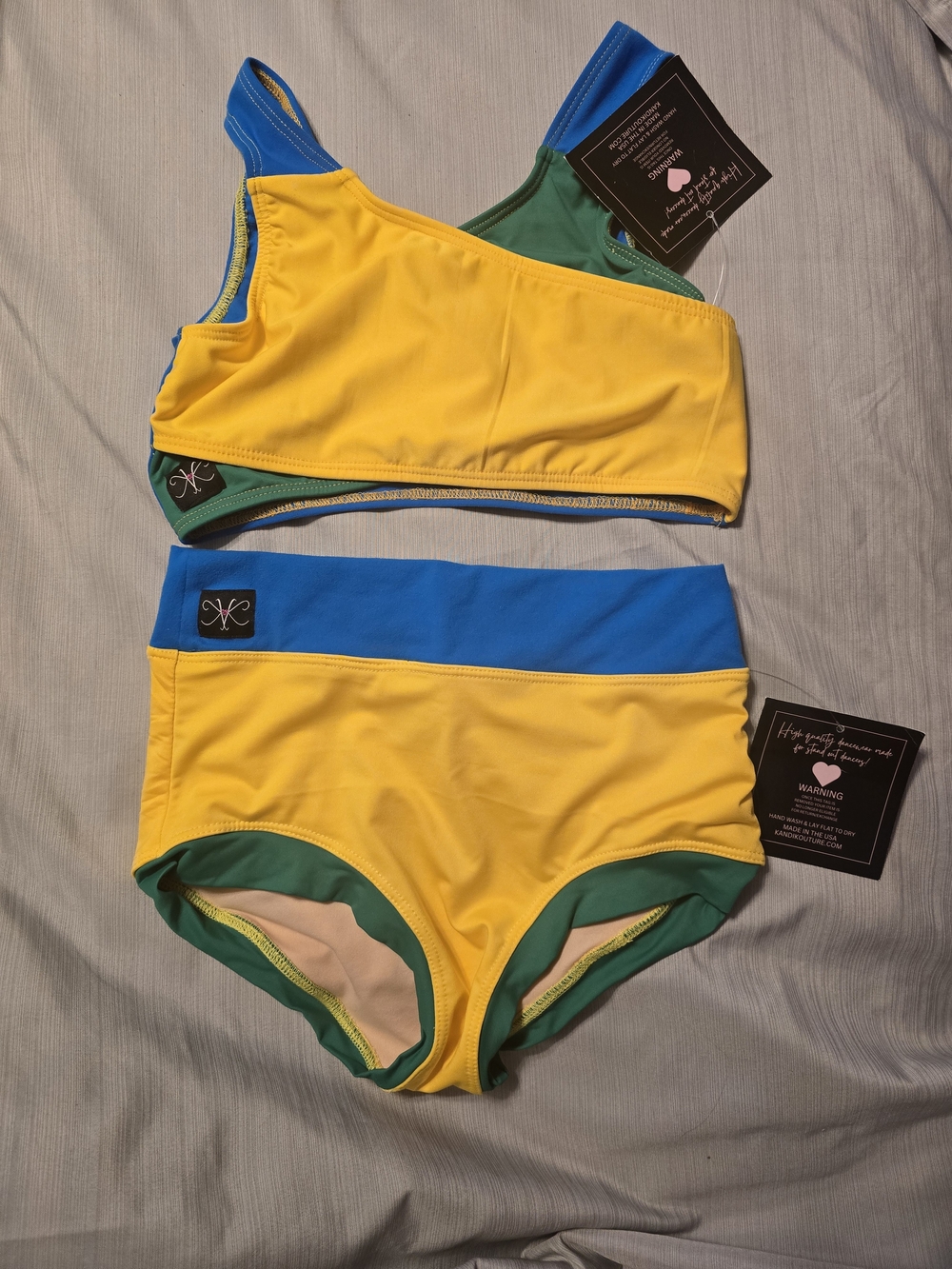 Kandi Kouture Two-Piece Set  Yellow, Blue & Green Child XL